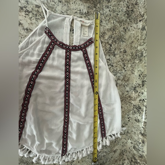 H&M Coachella Official Collection Boho Tank White Tassel Fringe  Size 8 - Picture 7 of 10